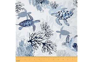 Sea Turtle Upholstery Fabric by The Yard - Summer Hawaiian Ocean Beach Outdoor, Nautical Coastal Decorative, Animal Reptile T