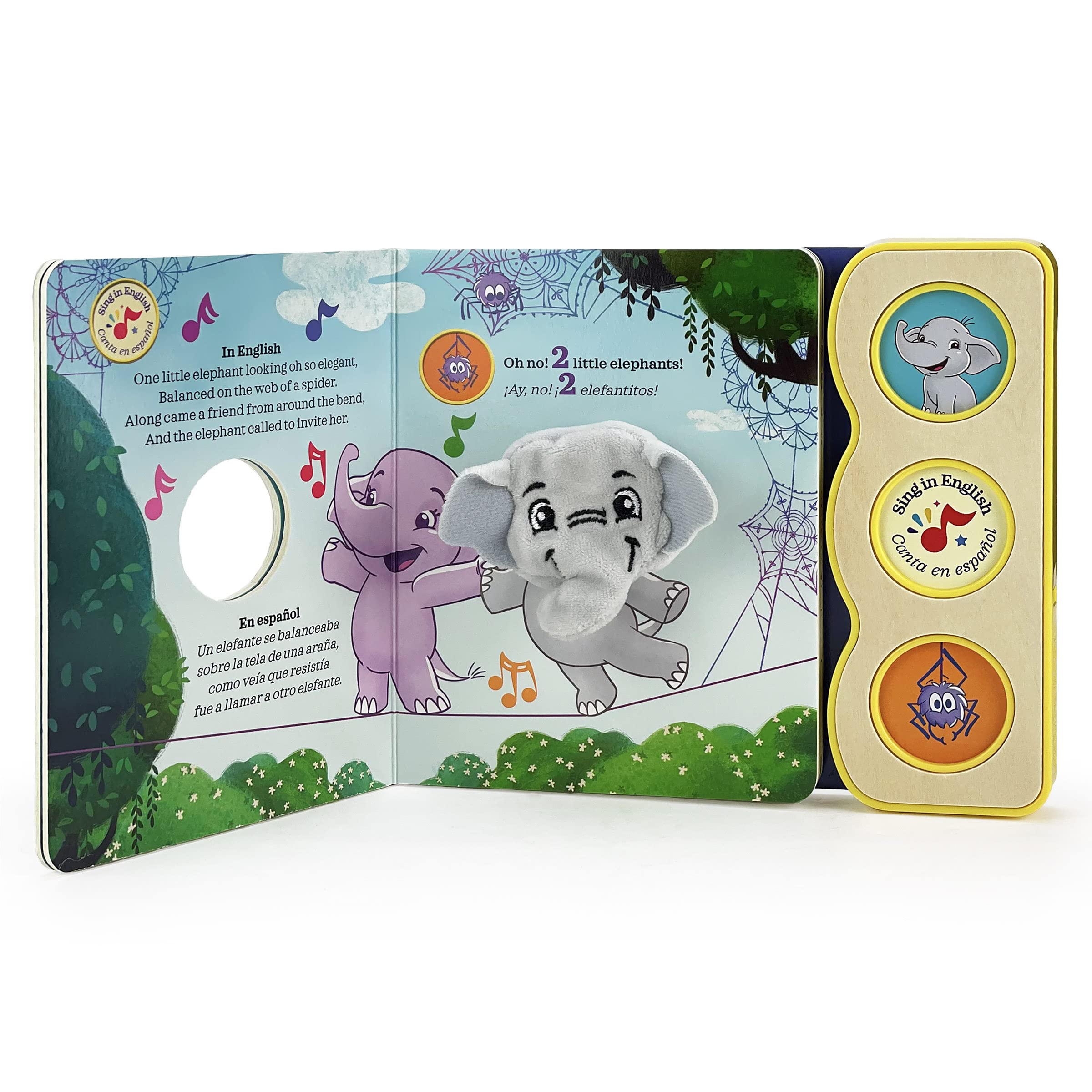 Canticos Little Elephants / Elephantitos - Spanish & English Bilingual Finger Puppet Sound Book for Babies and Toddlers (English and Spanish Edition)