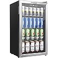 Euhomy Beverage Refrigerator and Cooler, 130 Can Mini fridge with Glass Door, Small Refrigerator with Adjustable Shelves for 