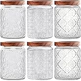 yoqelt Vintage Glass Jars with Wooden Lids, 6 Pack 24 oz Airtight Glass Food Storage Containers Sets for the Kitchen, Sugar Coffee Candy Spice Cookie Tea Pasta
