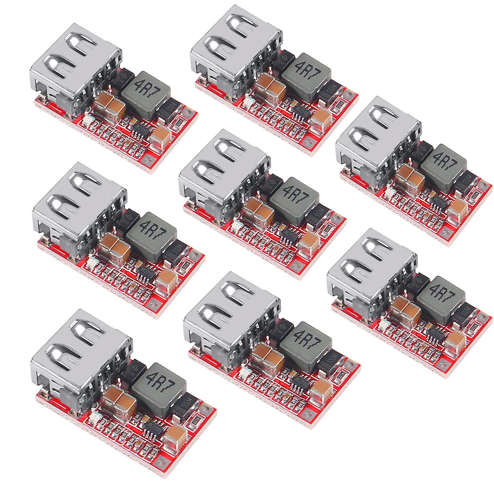 8pcs DC-DC Buck Step Down Module, Dealikee DC Buck Step Down Module 6-24V 6V/12V/24V to 5V 3A USB Charger Module Buck Converter Regulator