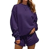 MISSACTIVER Women's 2 Piece Lounge Set Mock Neck Oversized Sweatshirts Sweat Shorts With Pockets Matching Tracksuit Set