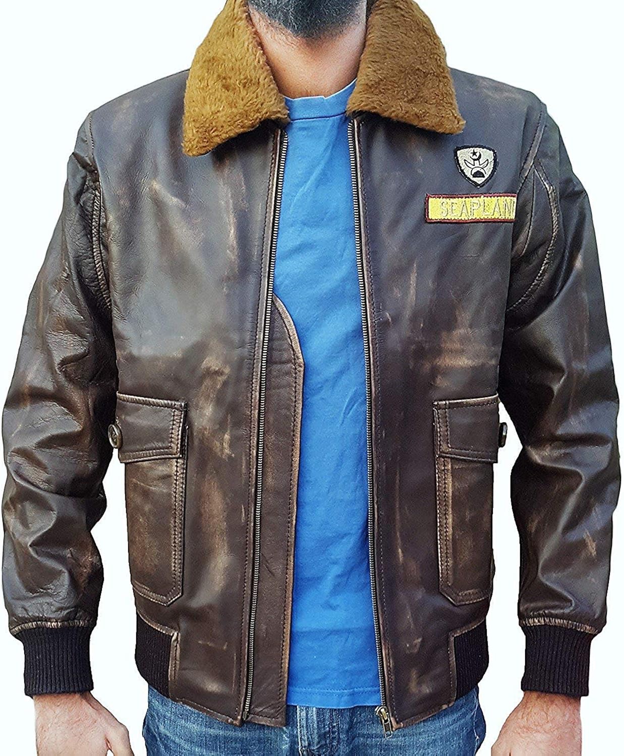 distressed bomber jacket