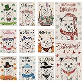 Seasonal Garden Flags Pomeranian Double Sided Flags Set of 11 Holiday Farmhouse Indoor Outdoor Yard Lawn Christmas Gifts Decorations 12.5x18 Inch