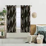 Deconovo Blackout Curtains 2 Panels Gold Wave Foil Thermal Insulated 46x72 in view 2