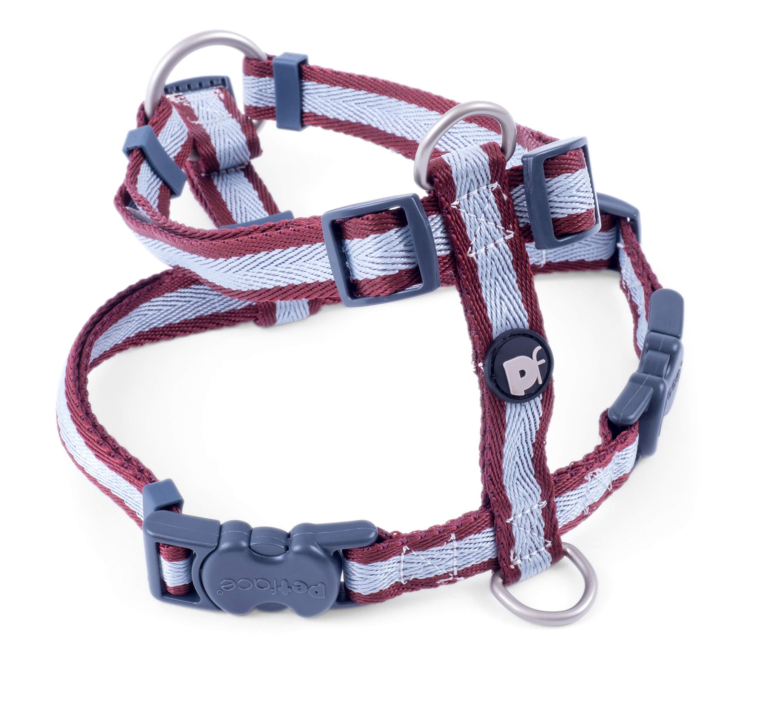 Petface Stripe Dog Harness, Ox Blood, Medium, M