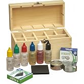Jewelry Testing Kit 10K, 14K, 18K, 24K Gold, Silver, Platinum Test Solutions with Scratch Stone, 30X Loupe, Instructions, and Bamboo Storage Box