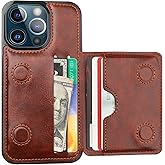 KIHUWEY Compatible with iPhone 13 Pro Wallet Case Credit Card Holder, Premium Leather Kickstand Durable Shockproof Protective Cover for iPhone 13 Pro 6.1 inch(Brown)