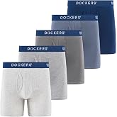 DOCKERS Mens Boxer Briefs for Men, 5 Pack Cotton Stretch Tagless Underwear