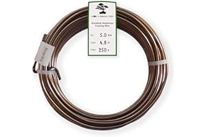 Anodized Aluminum 5.0mm Bonsai Training Wire 250g Large Roll (15.7 feet) - Choose Your Size and Color (5.0mm, Brown)