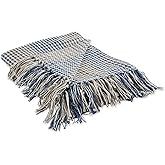 DII California Casual Houndstooth Woven Throw, French Blue & Gray, 50x60