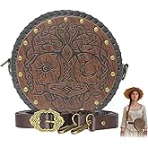 HelixTrim Renaissance Bag for Women Medieval Belt Purse Pirate Viking Embossed Pouch Tree of Life Waist Bag Faux Leather Satchel,Ren Faire Accessories Gift for LARP,Cosplay,Festival and Travel,Brown