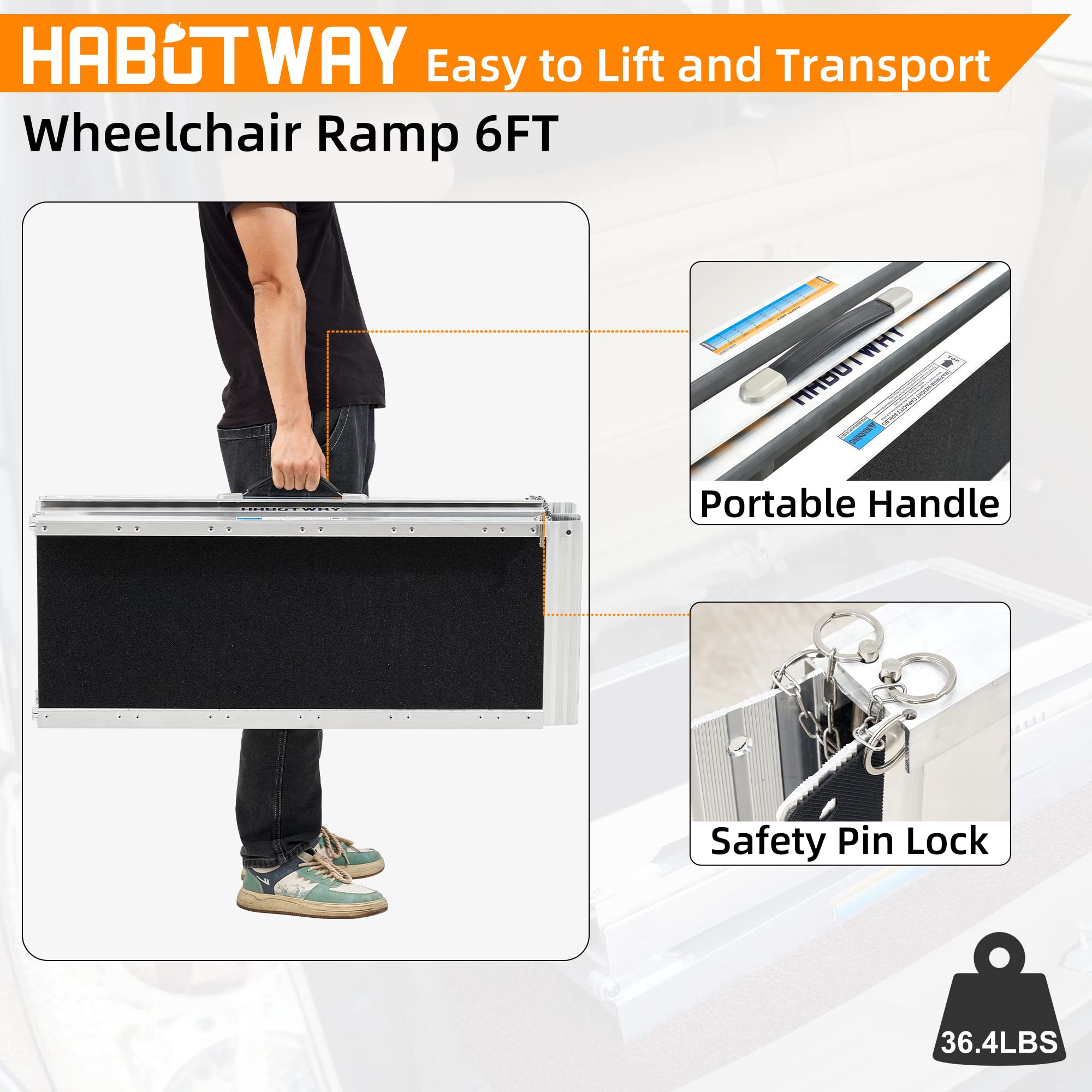 Mua HABUTWAY 6ft Wheelchair Ramp, Portable Wheelchair Ramps for Home ...