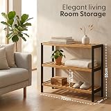KEPLIN Natural Bamboo Shoe Rack 3 Tier 9 Pairs 70x55x25cm Black/Natural view 2