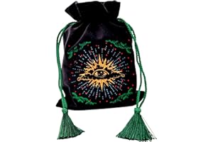 La Muci Velvet Tarot Card Bag - Drawstring Pouch for Tarot Deck Storage - Magic Black Velvet Bag- Jewelry Storage & Gift Bag with Gold Tassel Drawstrings, 6.6 x 9 inches