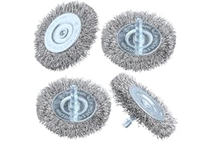 Hiqalty 4pcs 3 Inch Stainless Steel Wire Wheel Brushes Kit for Drill with 1/4-Inch Hex Shank (4)