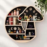 Whimsical Mushroom Decor, Witchy Moon Mushroom Shelf, Floating Wall Shelf | Crystal Display Shelf for Rocks, Gems, Stones, Tr