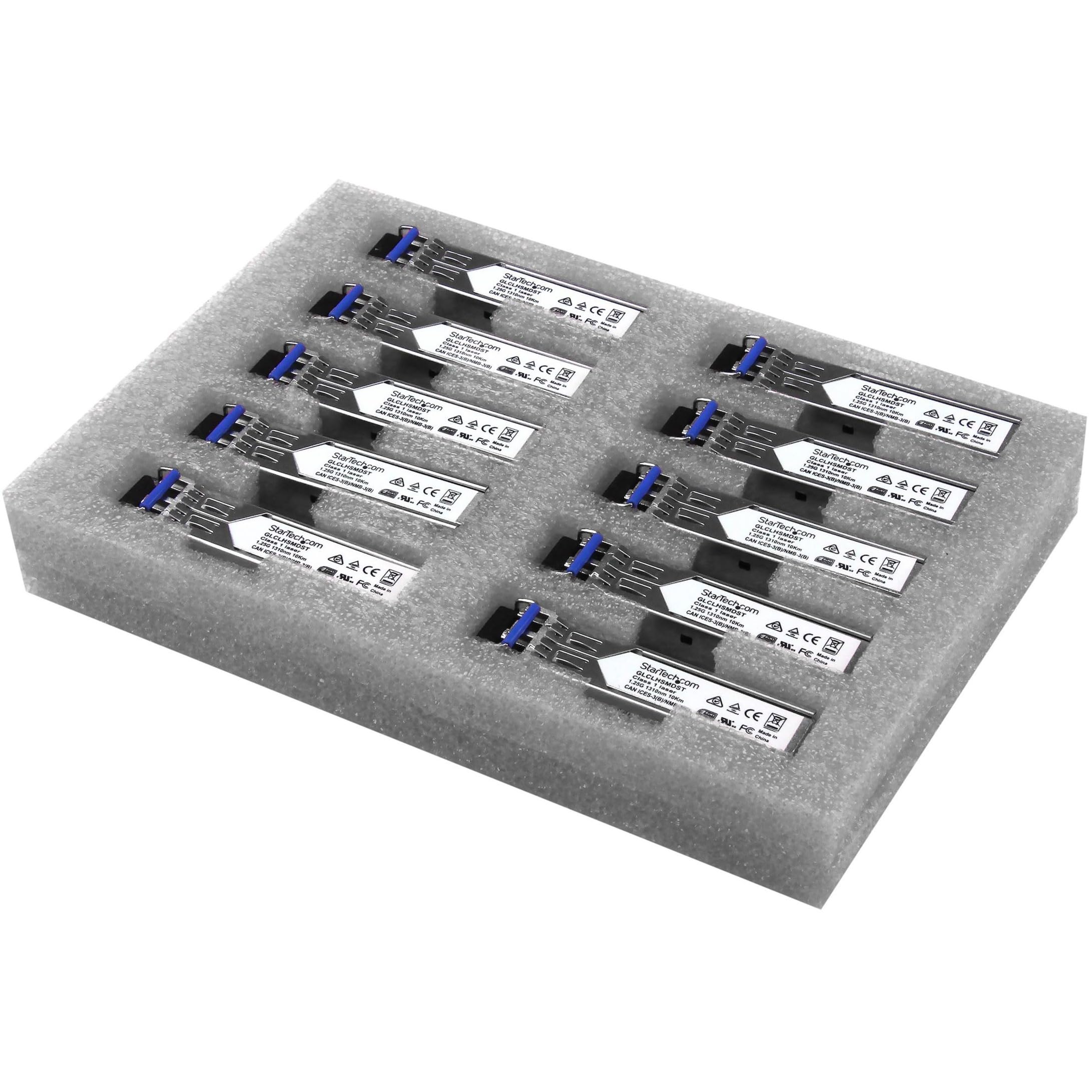 StarTech.com Cisco GLC-LH-SMD Compatible SFP Module (10 Pack) - 1000BASE-LX/LH - 1GbE Single Mode Fiber Optic Transceiver - 1GbE - LC 40km 1310nm Cisco Firepower, ASR920, IE2000 (GLCLHSMD10ST)