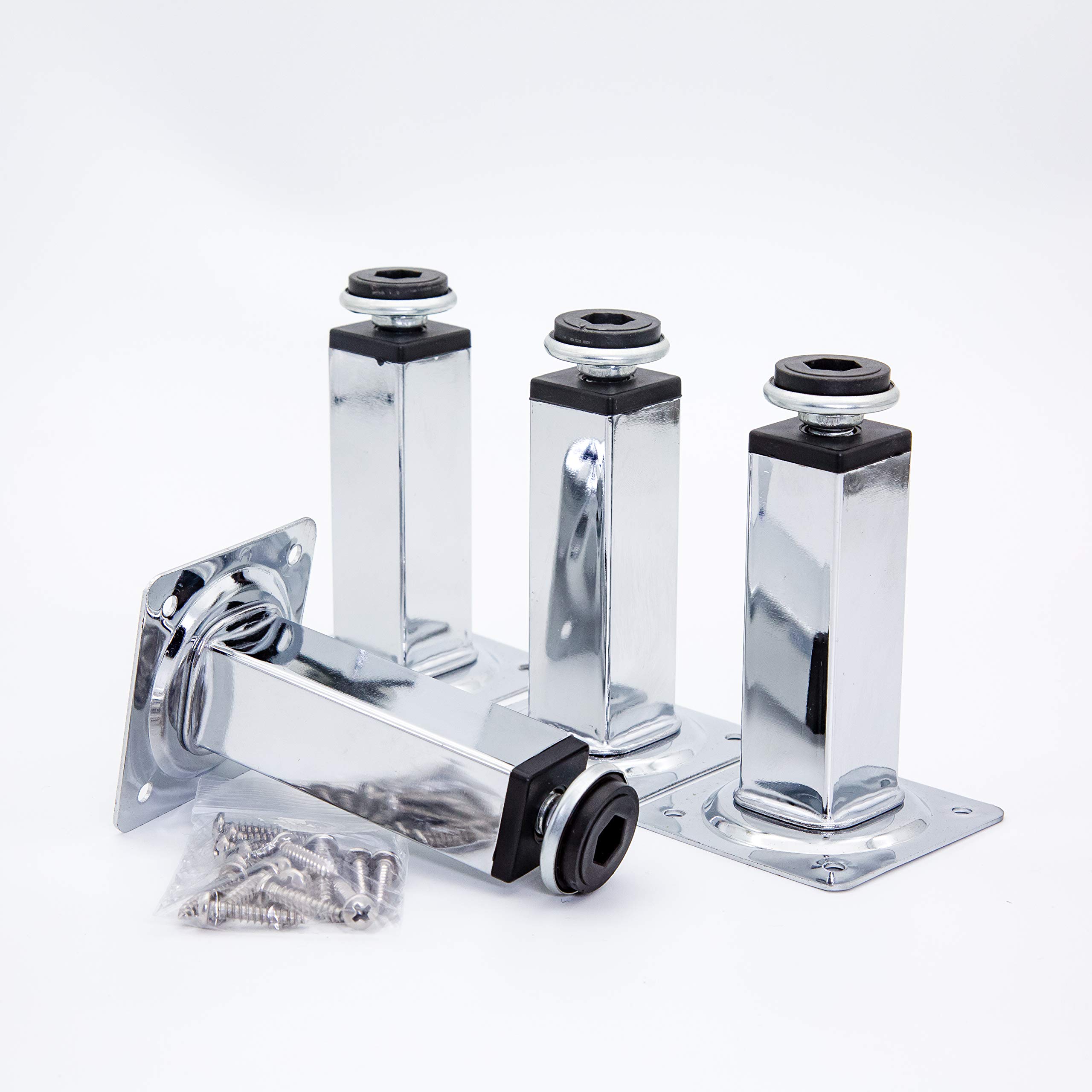 Photo 1 of HUAYY Shiny Metal Adjustable Legs | Furniture,cabinets,Table levelers feet | Leveling Foot and Screw mounting Package (Chrome Plated)