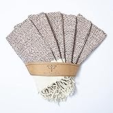 SMYRNA TURKISH COTTON Herringbone Series Kitchen Dish Towels Pack of 6, Machine Washable Wash Cloths, Ultra Soft, Absorbent, Prewashed and Quick Dry Turkish Dish Towels, 12x12 Inch (Blush Pink)