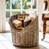 Ivyline Round Wicker Log Kindling Basket Hand Finished Fireside Storage H42x view 2