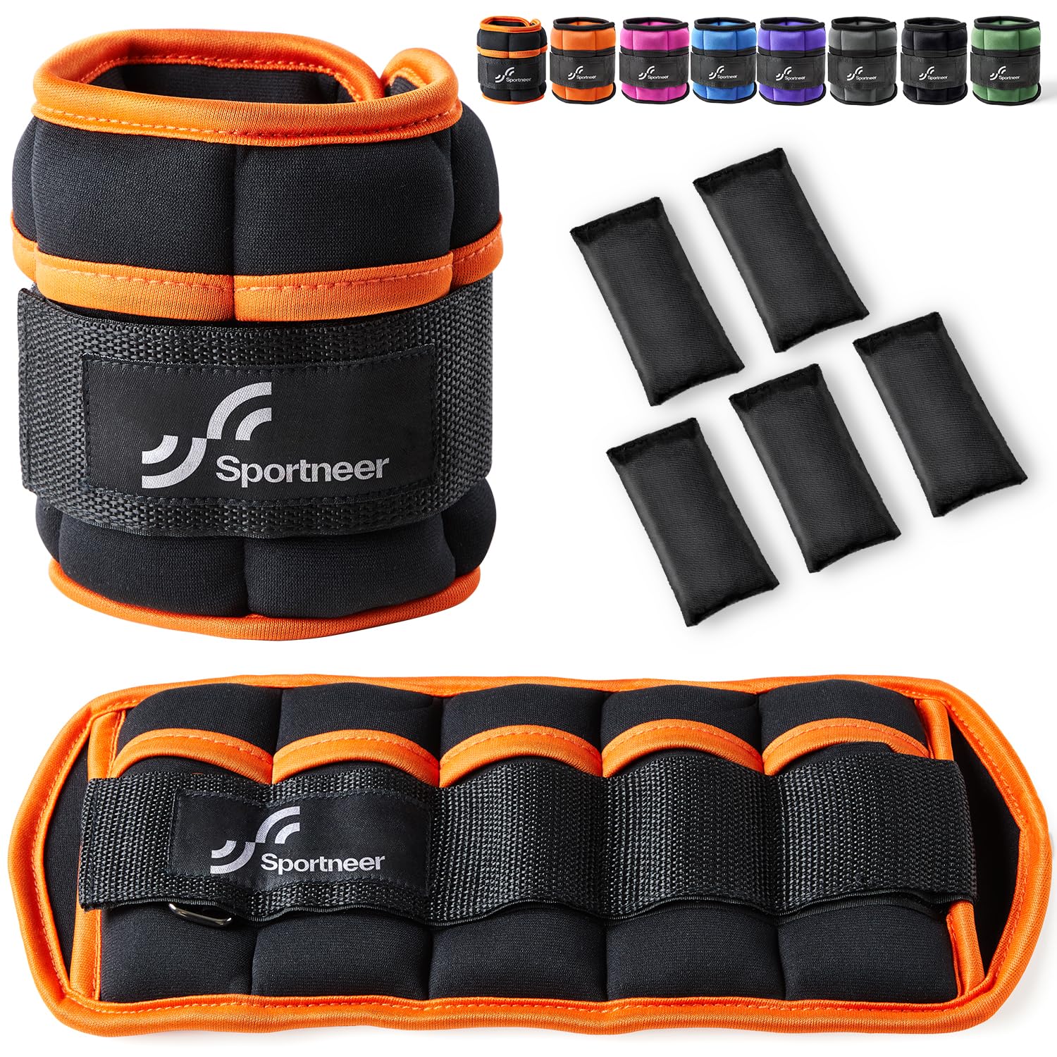 Sportneer Adjustable Ankle Weights Set, Ankle Wrist Weight Straps, 0.57Kg-2.9Kg for Per Ankle, 1.14Kg to 5.8Kg for a Pair, 2 Pack