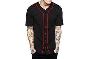 Hat and Beyond Mens Baseball Button Down Jersey Hipster Hip Hop T Shirts