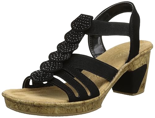 Rieker Damen 69702 Offene Sandalen mit Keilabsatz