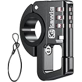 Kewig Motorcycle Helmet Lock, 3 Digit Combination Anti-Theft Helmet Lock | CNC Aluminum Alloy Handlebar Lock with Steel Cable, Fits 0.875"/1"/1.125" Round Handlebar, for Motorcycle, Scooter, E-Bike