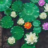 FFWHKON Floating Lily Pads 6Pcs Plastic Pond Ornaments Foliage view 2