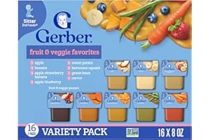 Gerber Baby Foods 2nd Foods Variety Pack, Natural for Baby, Fruit & Veggie Favorites, 8 Ounce (Pack of 32)