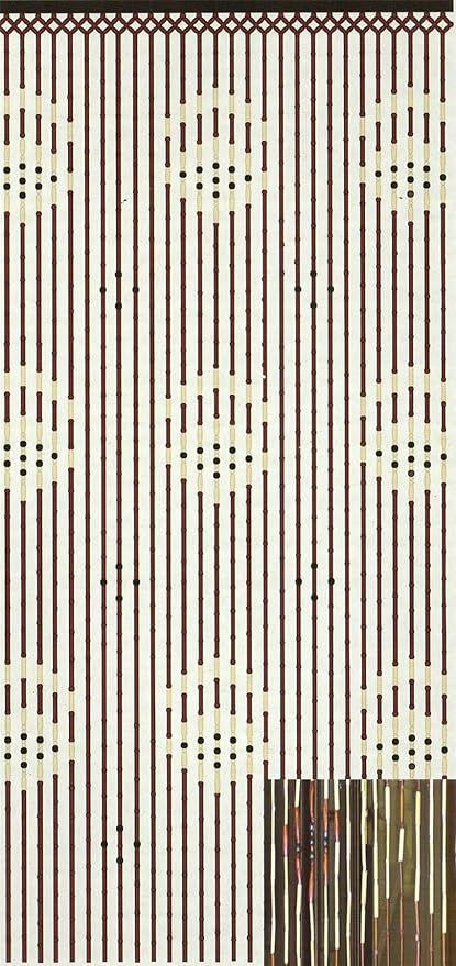 Wooden Beaded Tassel Blind Brown Cream Diamonds Fly Insects Door