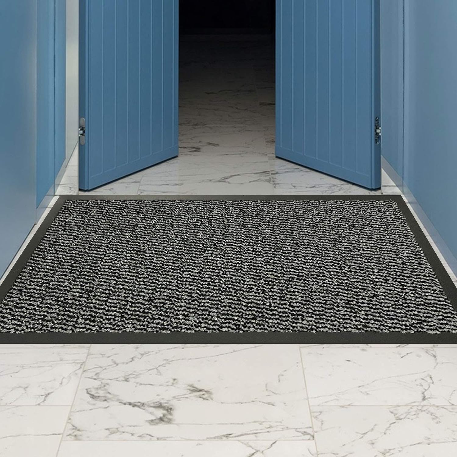 FunkyBuys Barrier Mat Large Grey/Black Door Mat Rubber Runner Barrier Mats Rug PVC Edged Heavy Duty Kitchen Mat - Image 5