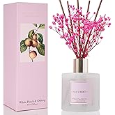 Cocorrína Reed Diffuser Sets - 6.7 oz. White Peach& Oolong Scented Diffuser with 8 Sticks Home Fragrance Reed Diffuser for Bathroom Shelf Decor