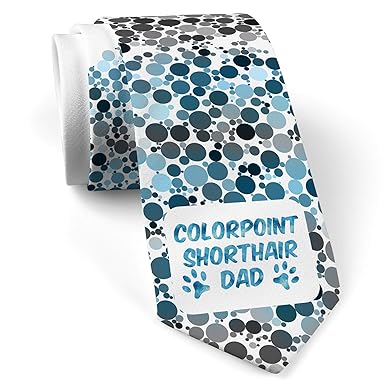 Neck Tie With Dog Cat Dad Colorpoint Shorthair White With Color