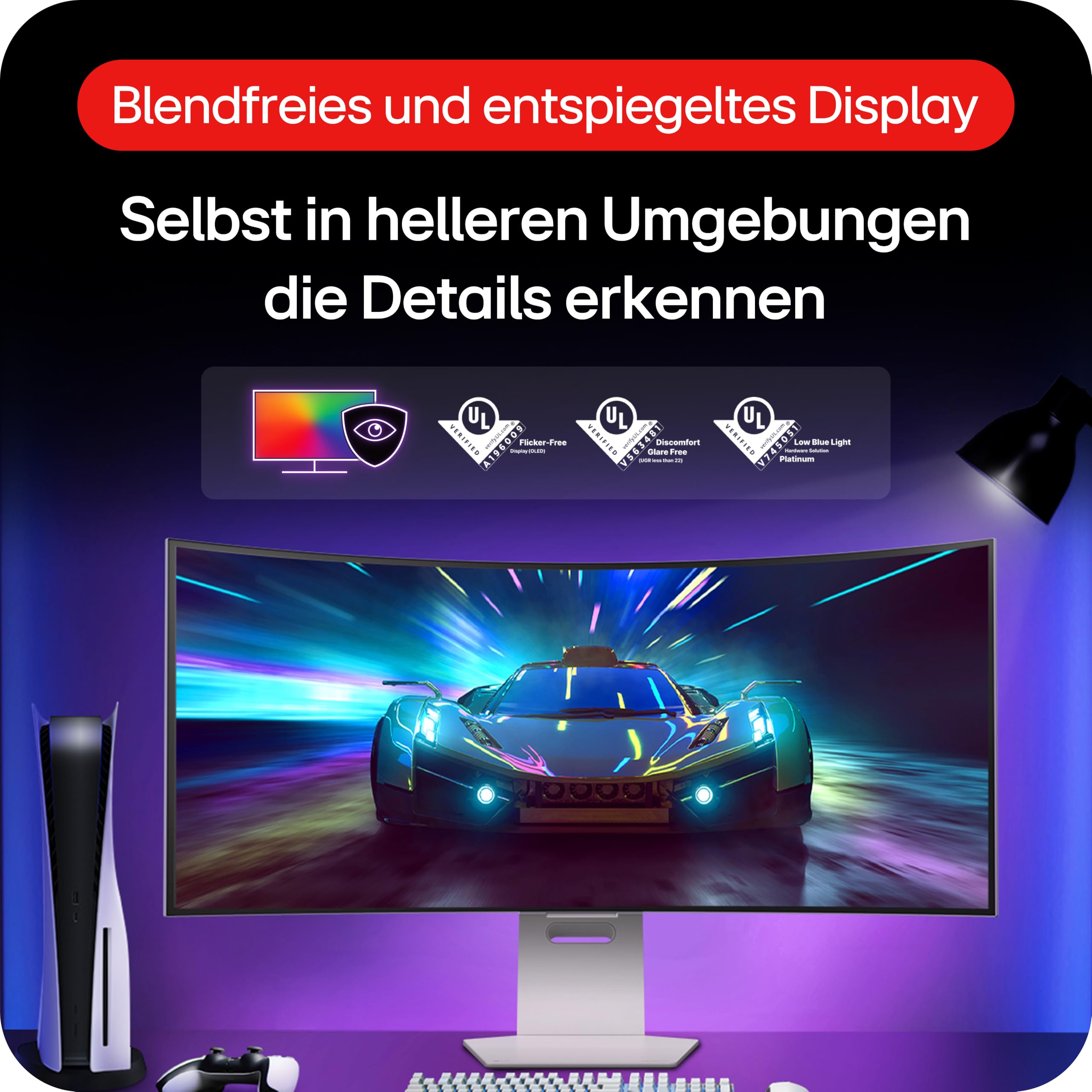 LG Ultragear™ 39GS95QE-W.AEU (39 Zoll) 21:9 Curved 800R UWQHD OLED Gaming-Monitor, 240Hz, AMD FreeSync™, DisplayHDR™ True Black 400, 2X HDMI 2.1, Weiß 7