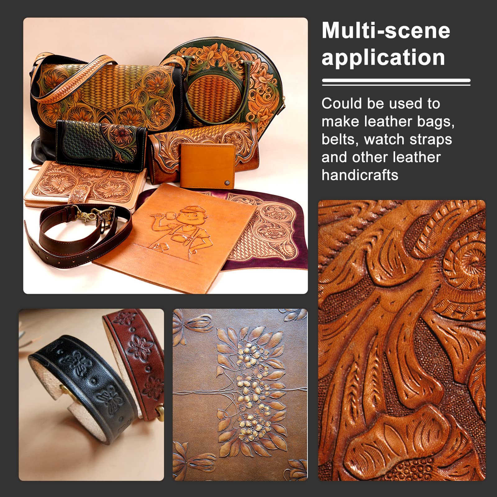 Wonvoc 21 Pcs Leather Stamping Tools, Leather Stamping Kit with 20 Patterns, Leather Carving Kit, Leather Stamping Tools Geometric, Leathercraft Stamping Tools and Mallet for DIY Leather Crafts