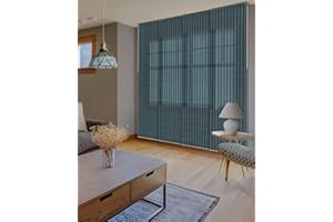 GoDear Design Adjustable Sliding Room Partition Walls 45.8"-86" W x 96" H, Extendable Vertical Track Blinds for Separating Rooms, Covering Sliding Closet Doors, Trimmable Vertical Panel Shade, Bluesea