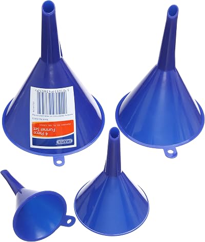 Draper 4 Piece Plastic Funnel Set 50mm 75mm 100mm 115mm Blue