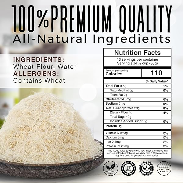 DOLCE CALMA KATAIFI 14.01 OZ (400G) RESEALABLE BAG, FINE KADAYIF STRANDS FOR DUBAI CHOCOLATE & KUNAFA DESSERTS, DRIED SHREDDED PHYLLO DOUGH, CRISPY TEXTURE, BAKING & MIDDLE EASTERN SWEETS