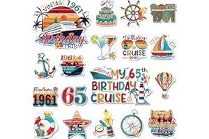 Wxiben Cruise Door Decorations Magnetic - 18 Pcs 65th Birthday Cruise Door Magnets Cheers to 65 Years Old Carnival Cruise Shi