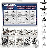 VEXUNGA Slide Switch Set Mini Micro Slide Switches SPDT 1p2t Small Toggle Switch Vertical Panel Mount ON Off 2Position 3Pin SS12F15 SS12F15VG6 SS12D00G SS12F44 SS12D10 (80Pcs)