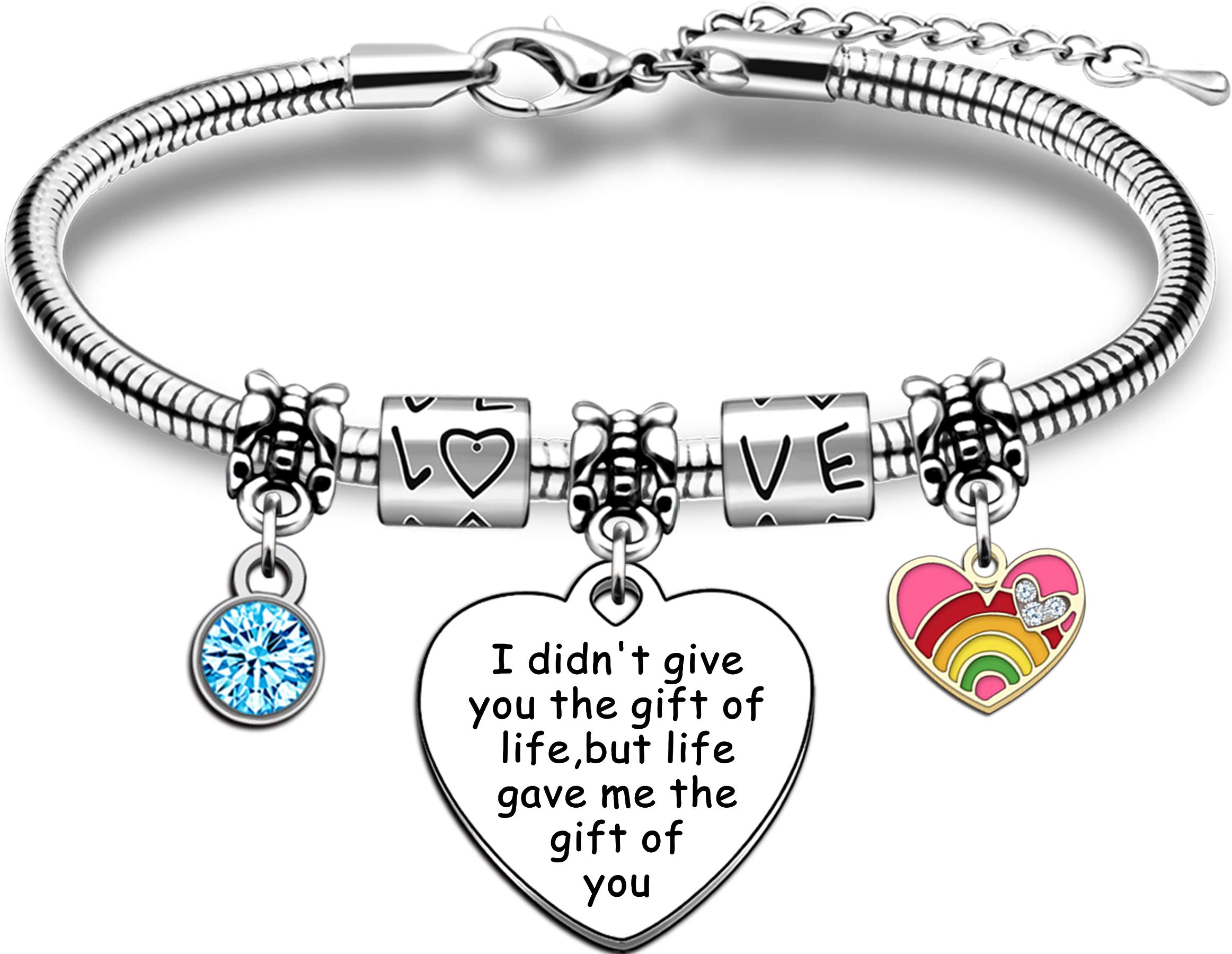 JMIMO Stepdaughter Gifts Daughter in Law Bracelet I Didn't Give You The Gift of Life Life Gave Me The Gift of You Step Daughter Gifts from Stepmum Stepdad