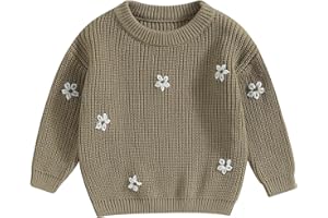 YOKJZJD Newborn Toddler Baby Girl Chunky Flower Knit Sweater Warm Sweatshirt Long Sleeve T-Shirt Knitted Fall Winter Clothes