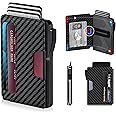 ILAOLIU Wallet for Men - Slim Leather Mens Wallet Pop up Card Holder with Money Clip,Credit Card Slots,ID Window - RFID Blocking Minimalist Wallet (Carbon fiber)