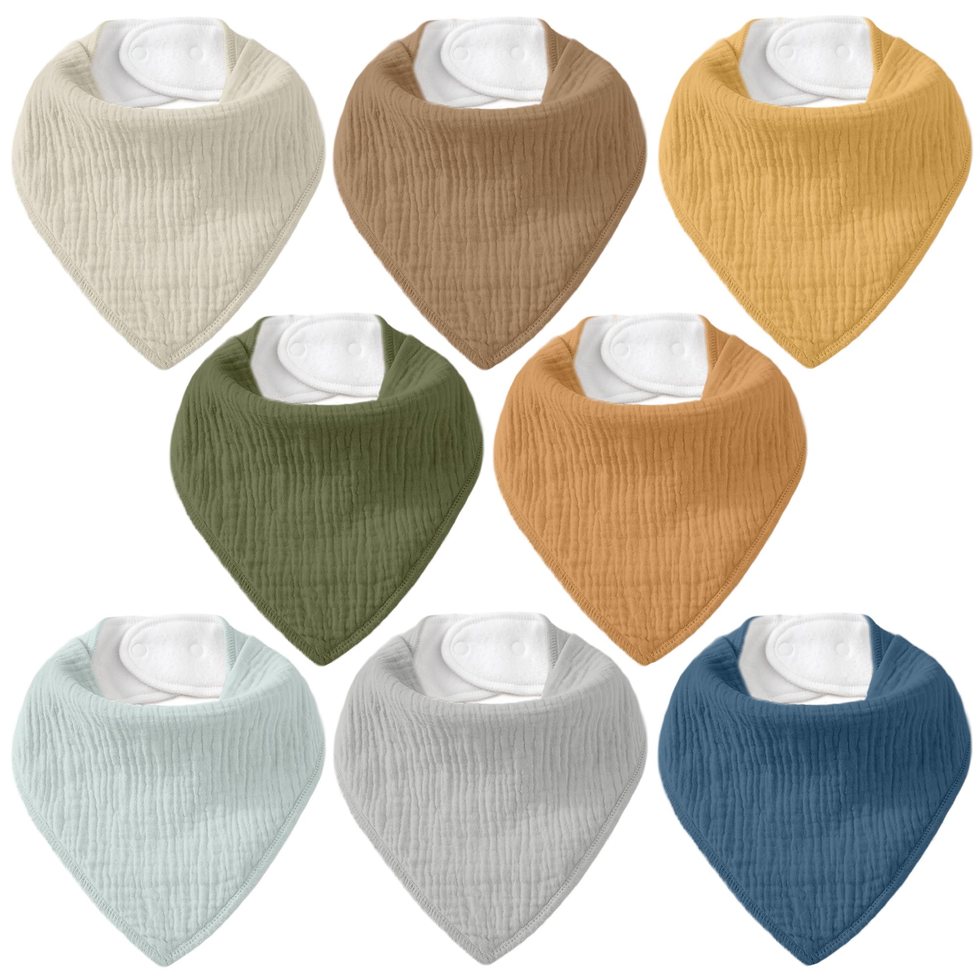CIVARUA KIDS 8 Pack Muslin Baby Bandana Bibs for Drooling and Teething