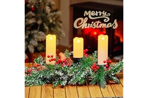 Brightown 20.5“ Iron Christmas Candle Holder, Pine Needles, Red Berries, Gold Balls and Golden Branches Tabletop Decoration with 3 Candle Holders for Christmas Home Decoration