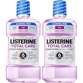 Listerine Total Care Alcohol Free Mouthwash, Mild Mint, 33.8 fl. oz/1L x 2 | Anticavity Fluoride Mouthwash, No Burn Oral Rinse Prevents Cavities, ADA Accepted, Kills 99.9% of Bad Breath Germs