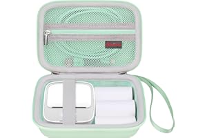Elonbo Carrying Case for iDPRT Mini Printer, Label Maker Machine Travel Bag, Portable Sticker Thermal Label Printer Storage Holder, Mesh Pocket Fits Printer Paper Label Tape, Green