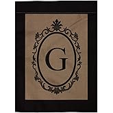 pingpi G Monogram Double-Sided Burlap Garden Flag - 12.5" W x 18" H